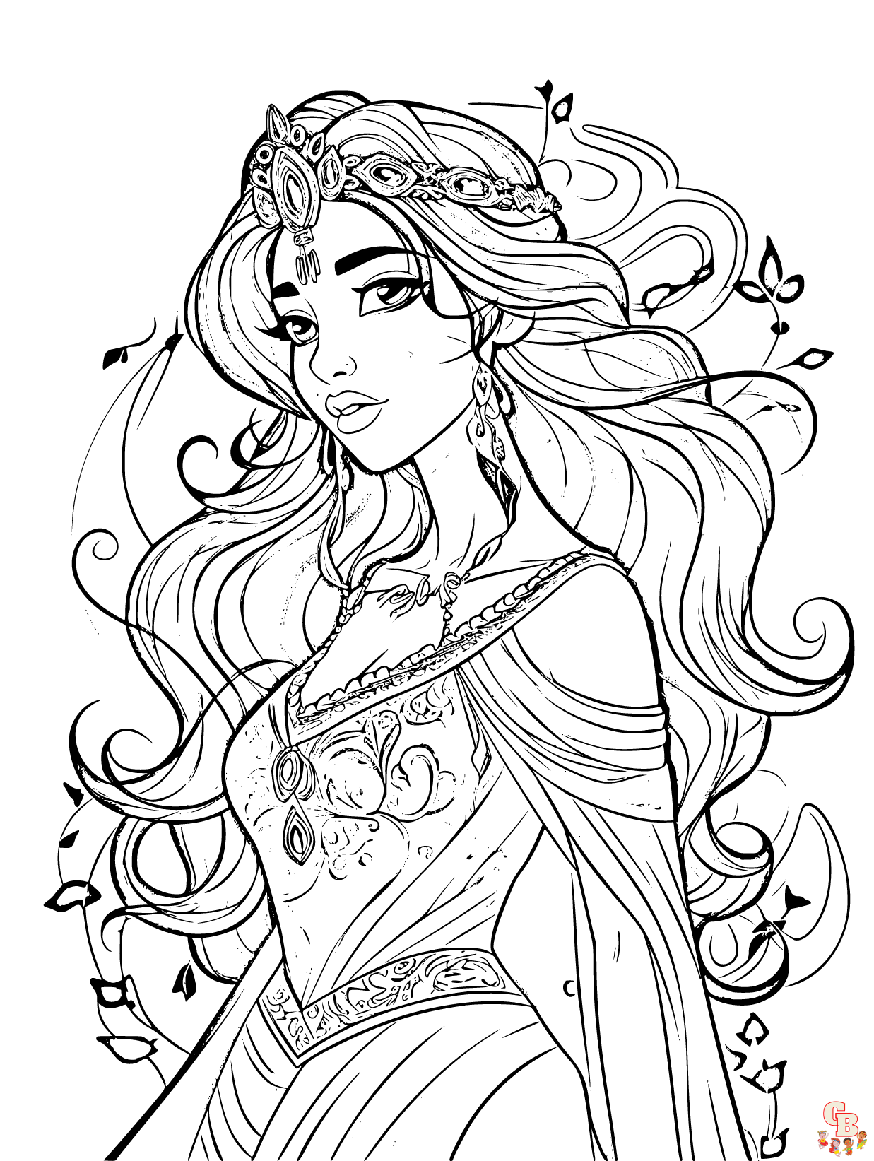 Jasmine coloring pages free