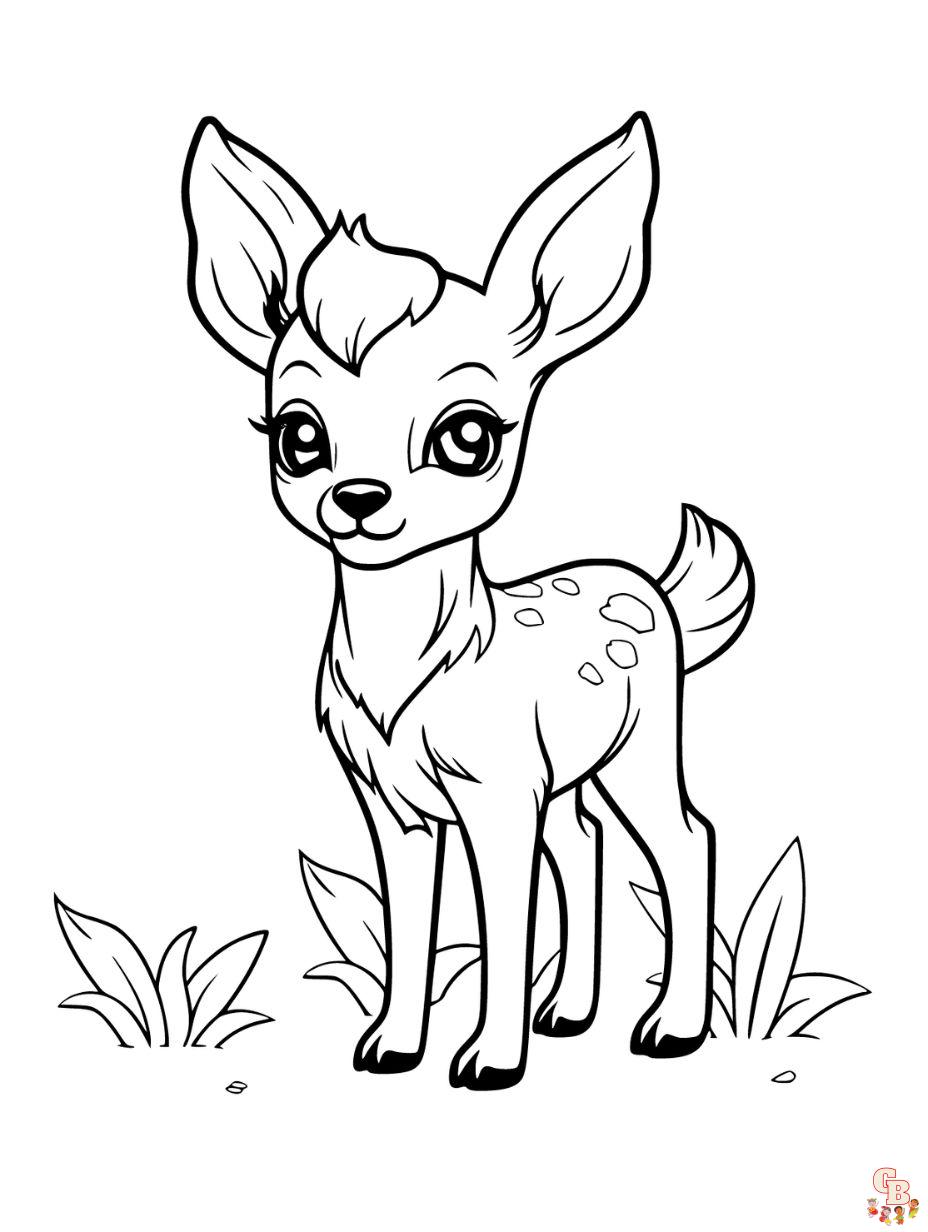Printable Cute Fawn coloring sheets