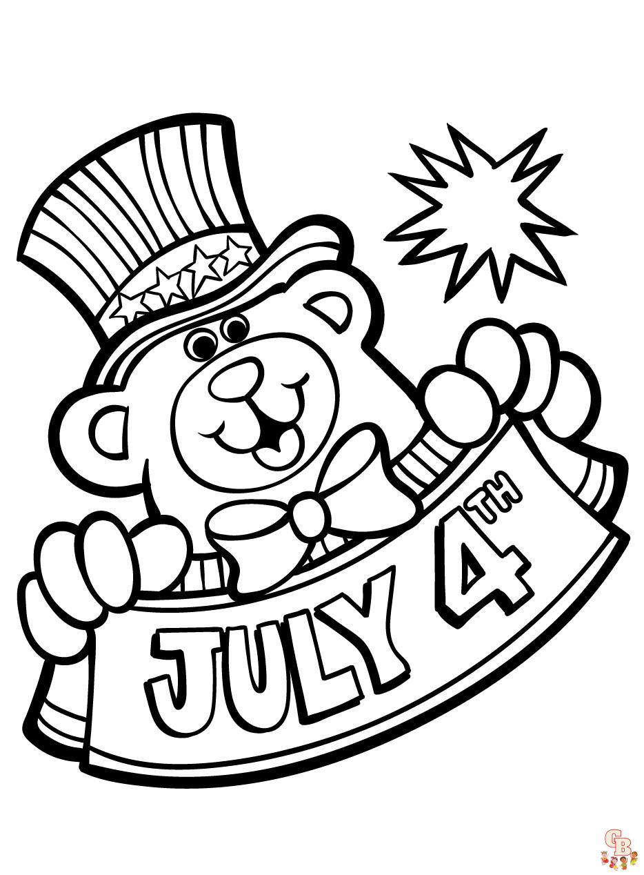 Feliz 4 de julho dia da independência americana para colorir para crianças  e adultos