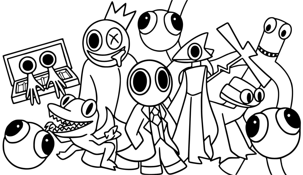 Yellow Rainbow Friends Coloring Pages Printable for Free Download