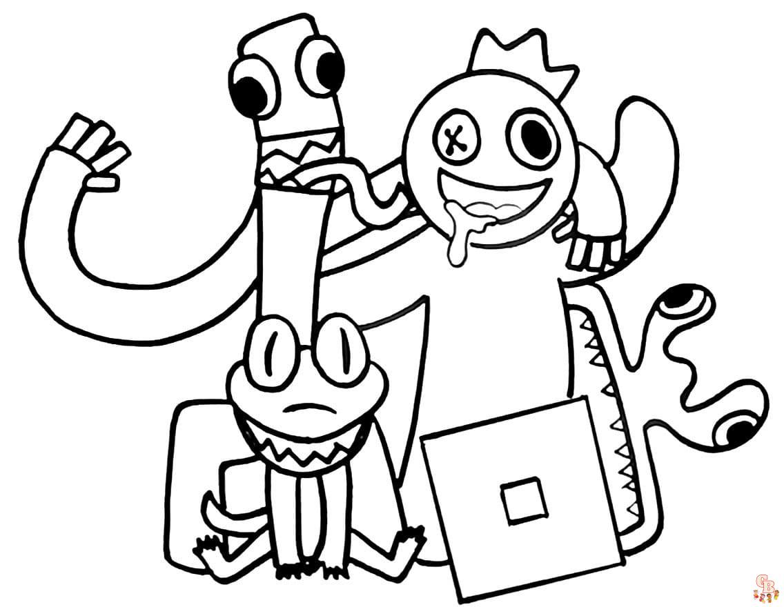 blue rainbow friends coloring page