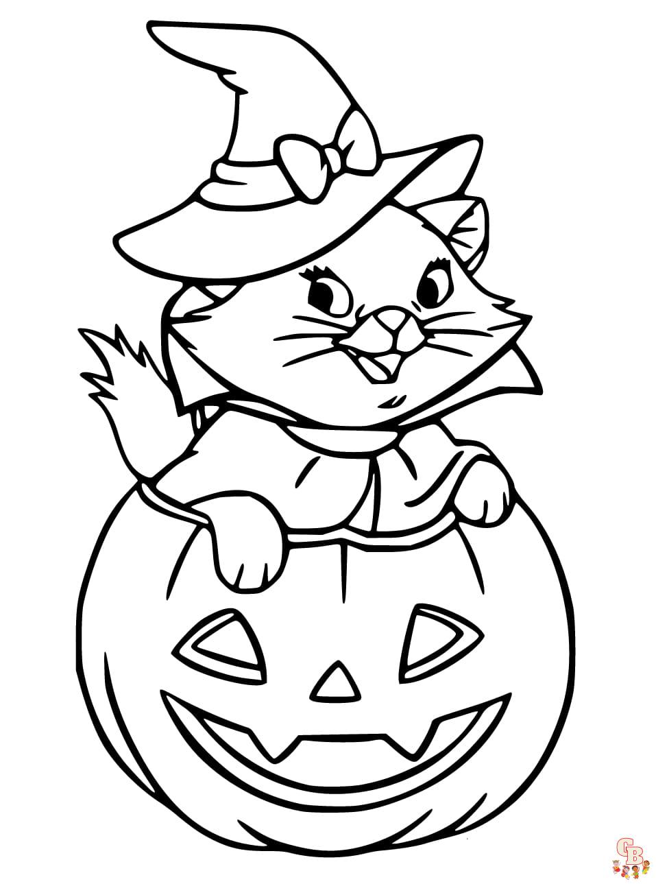 cat halloween coloring pages