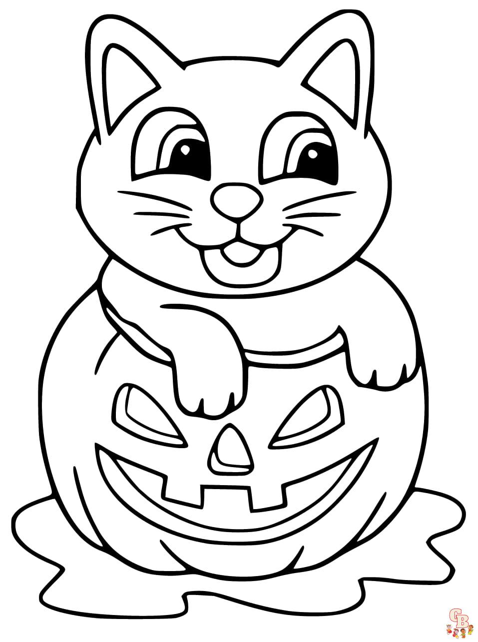 coloring pages halloween cat