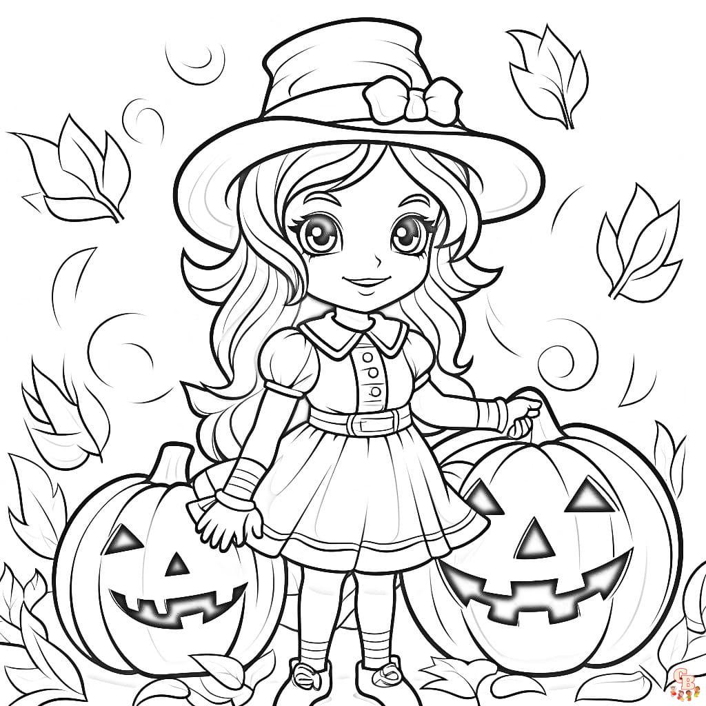 Páginas para colorir fáceis e fofas de Halloween - para imprimir e colorir  gratuitamente