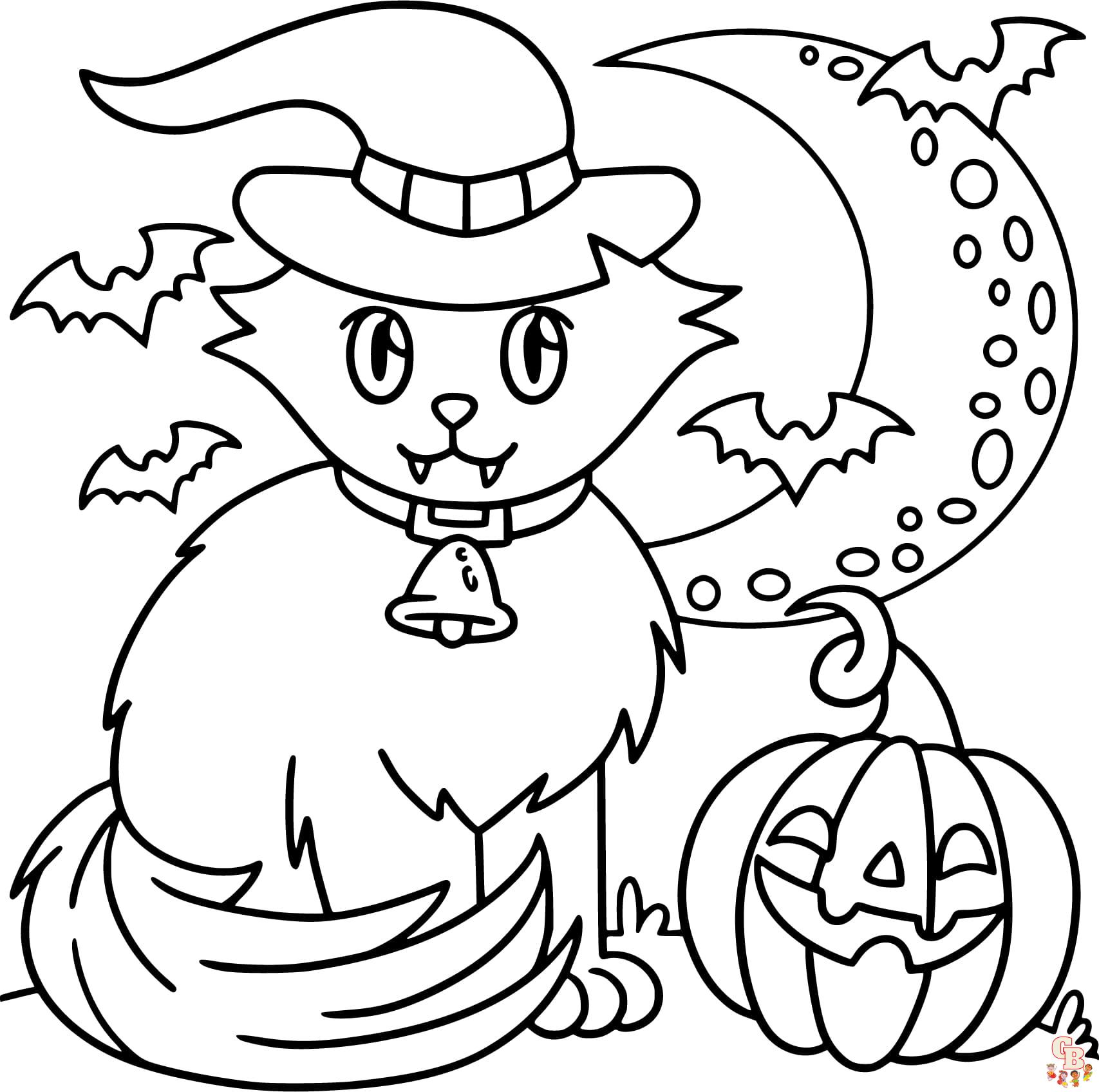 halloween cats coloring pages