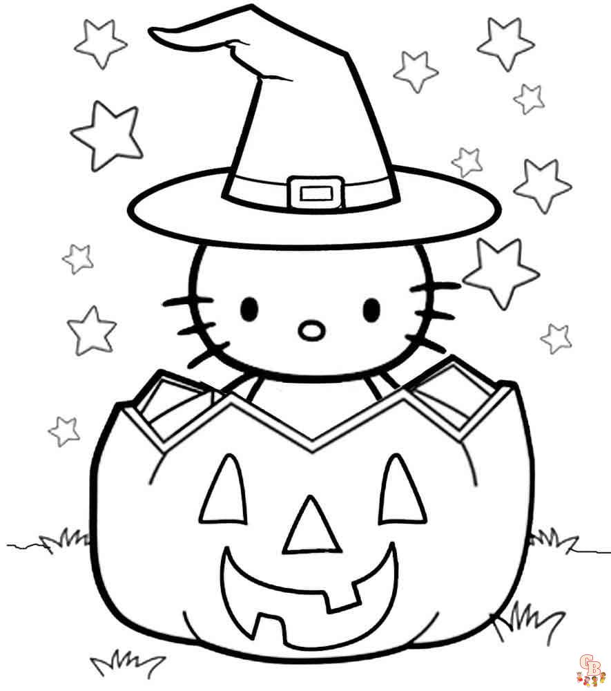 halloween hello kitty coloring pages