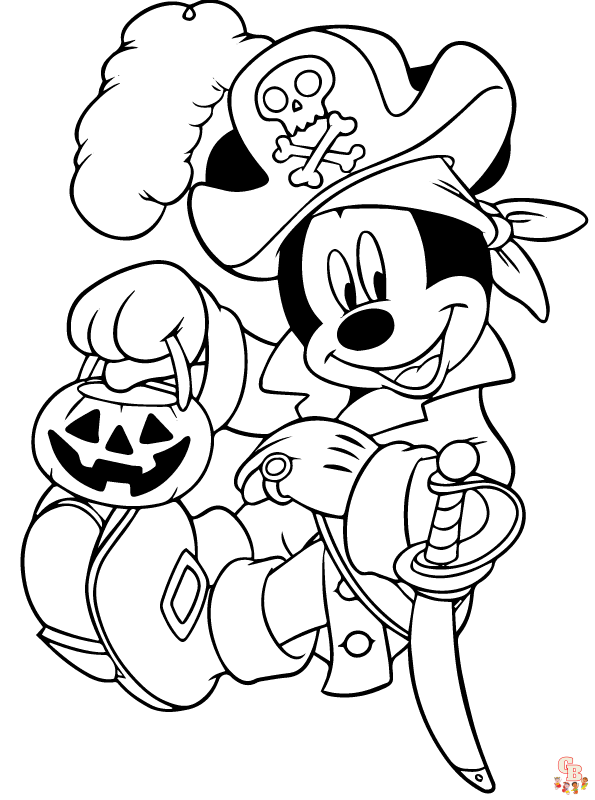 halloween mickey mouse coloring pages