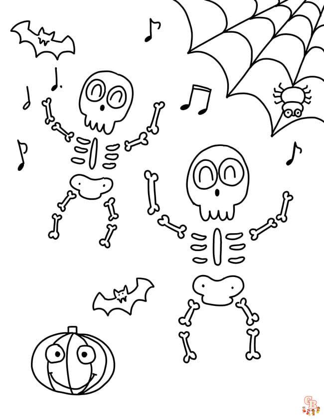 halloween skeleton coloring pages