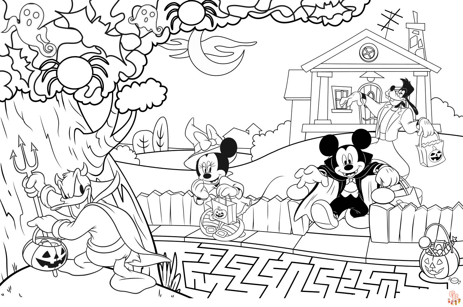 mickey mouse halloween coloring pages