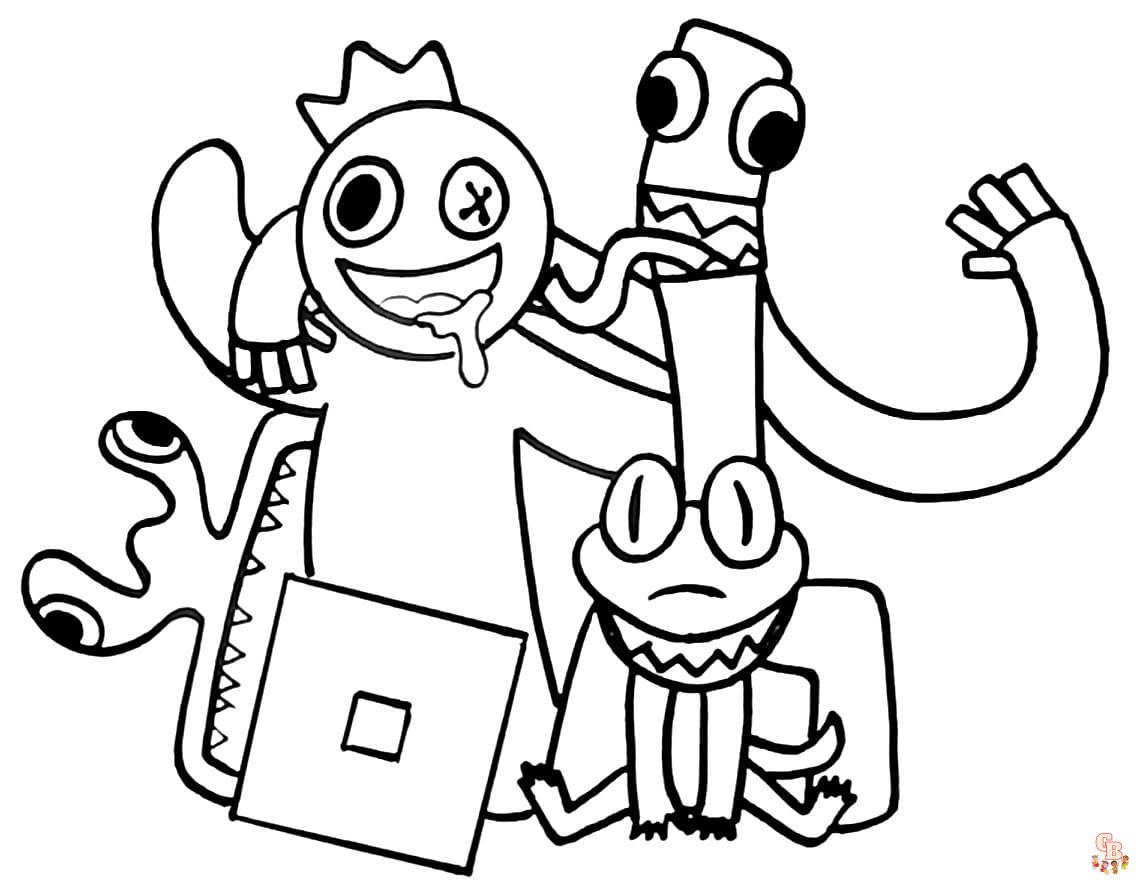 Green Raising Hand Rainbow Friends Roblox Coloring Page