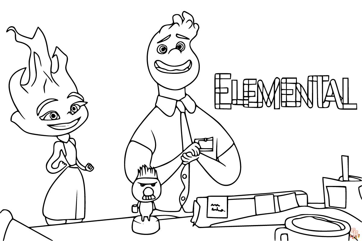 Free elemental coloring pages for kids