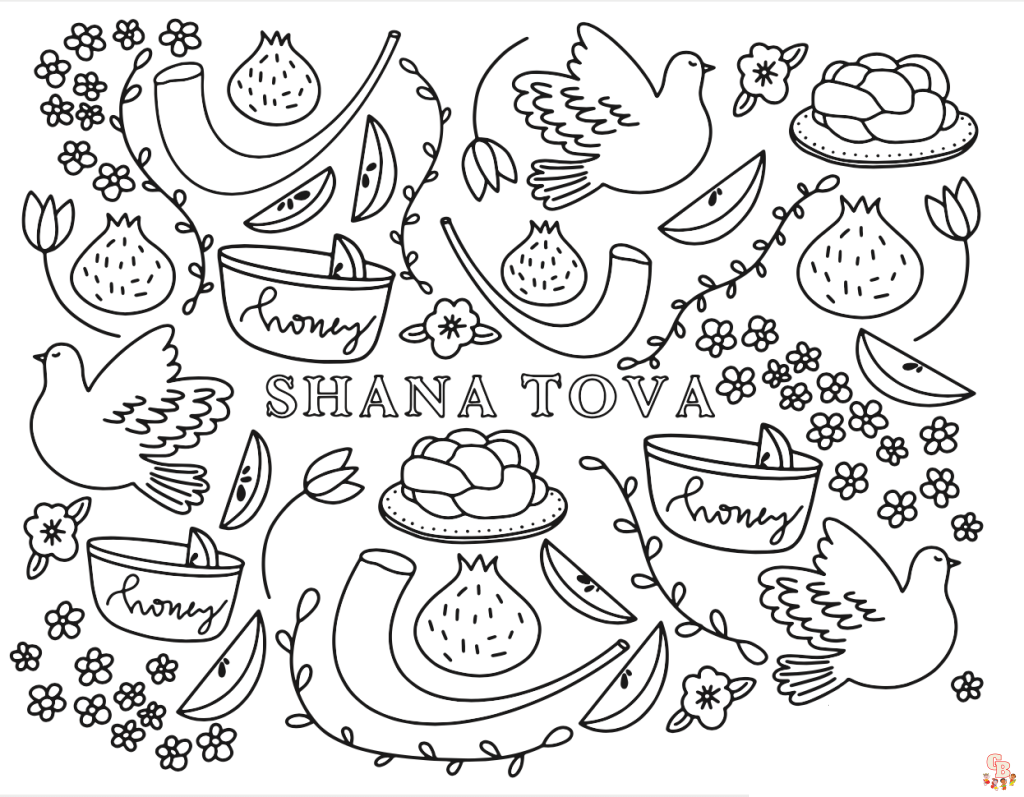 Printable rosh hashanah coloring sheets