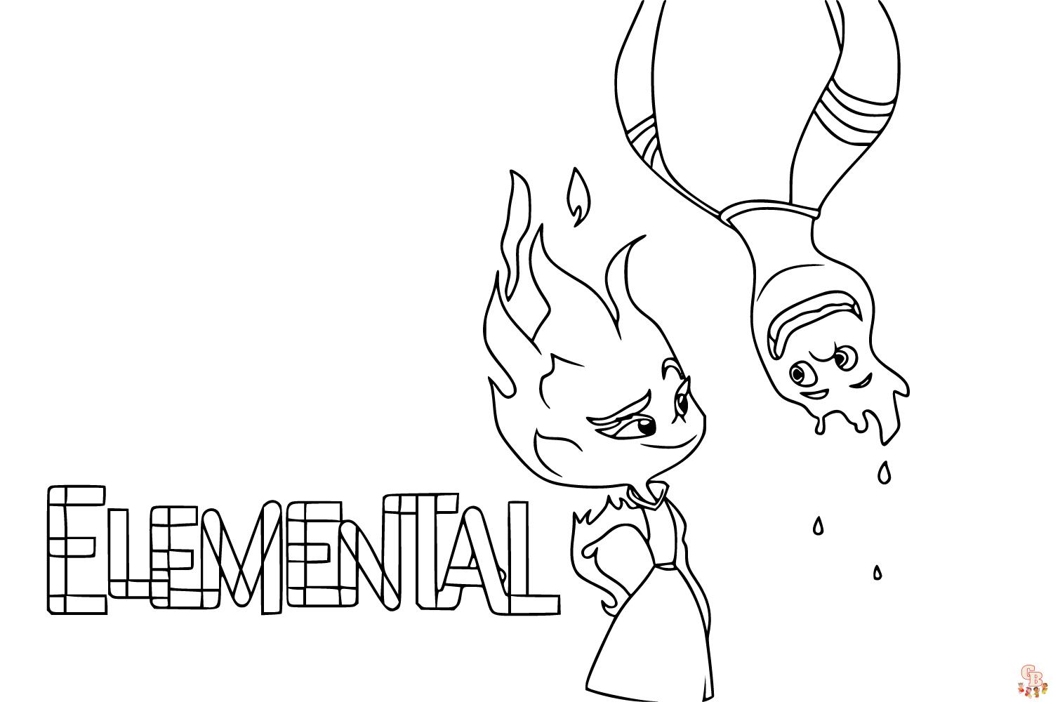 Wade Ripple and Ember Lumen elemental coloring pages 12