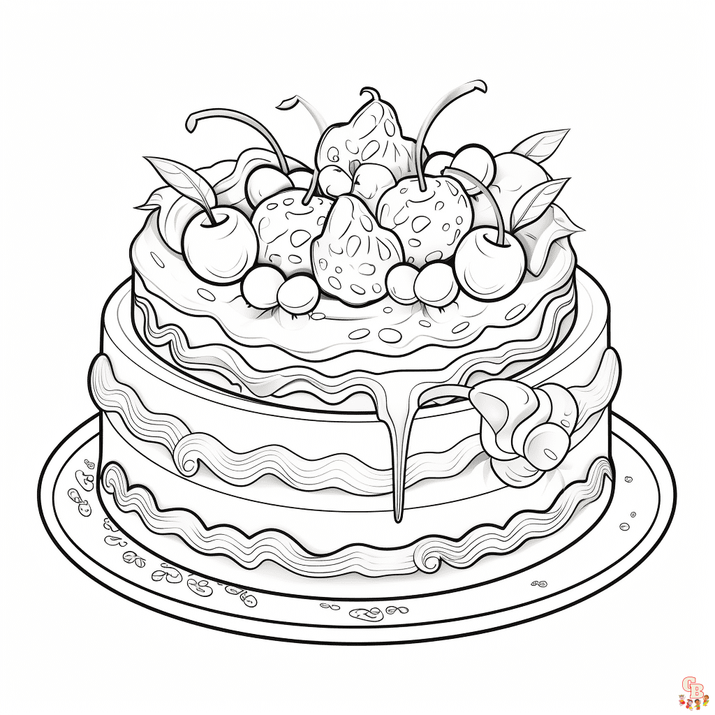 Cakes coloring pages free