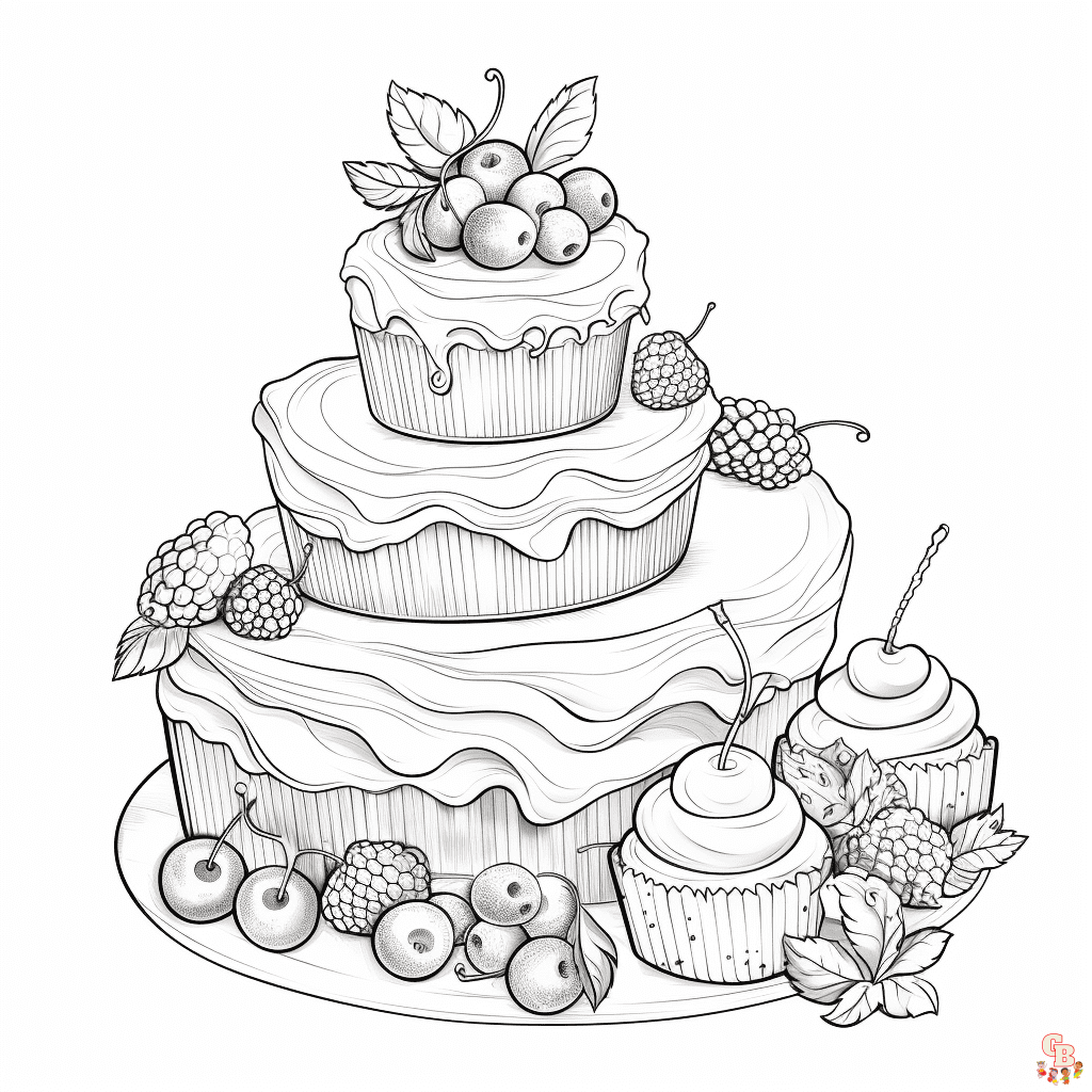 Cakes coloring pages printable free