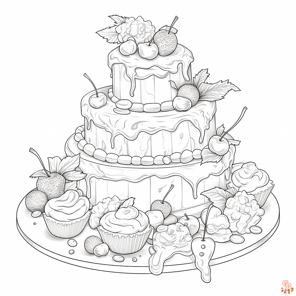Cakes coloring pages to print