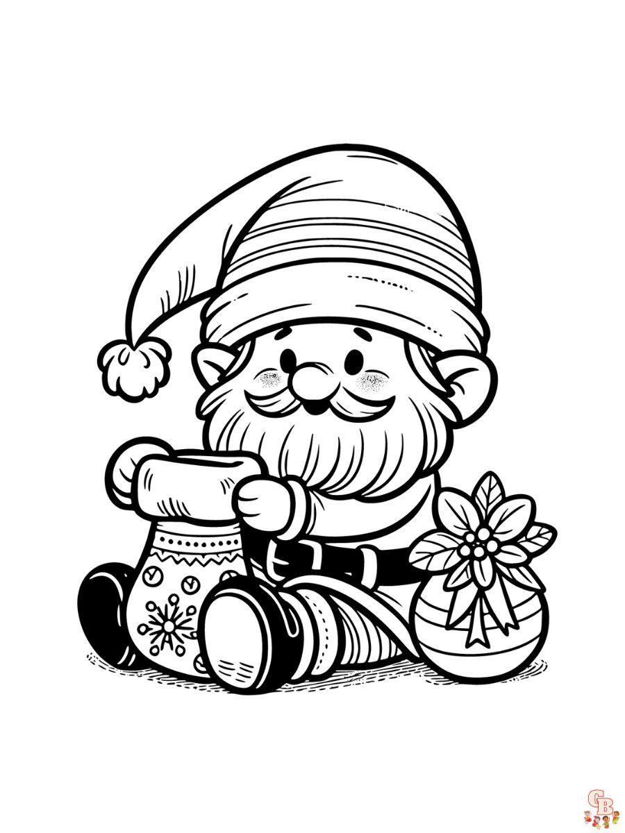 Christmas gnome coloring pages free