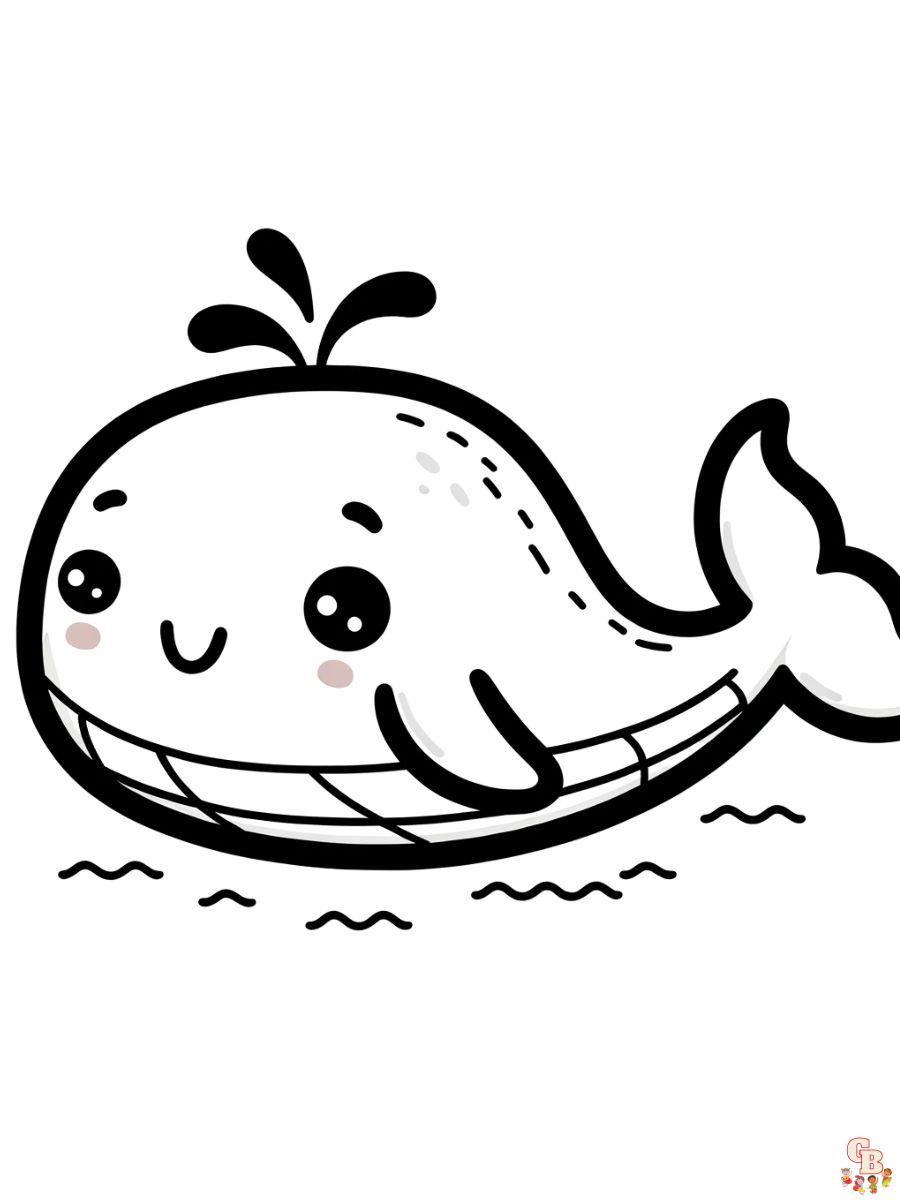 Cute Whale Coloring Pages easy