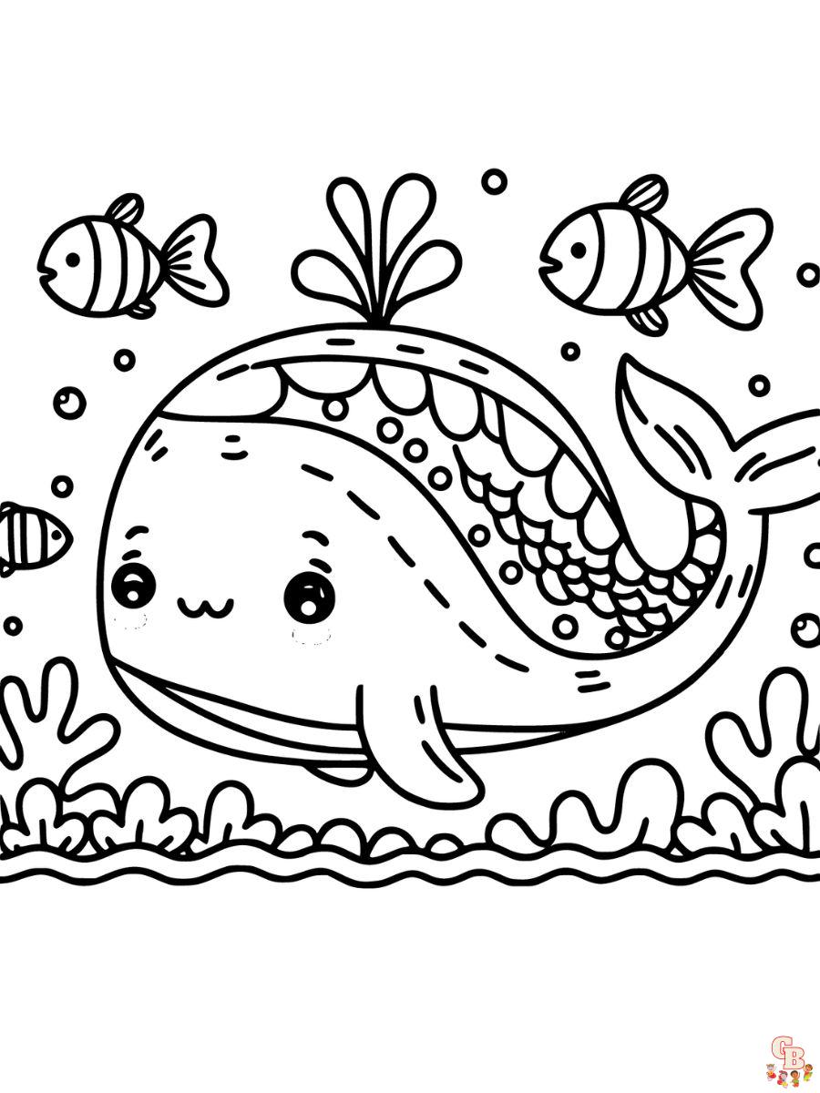 Cute Whale Coloring Pages free