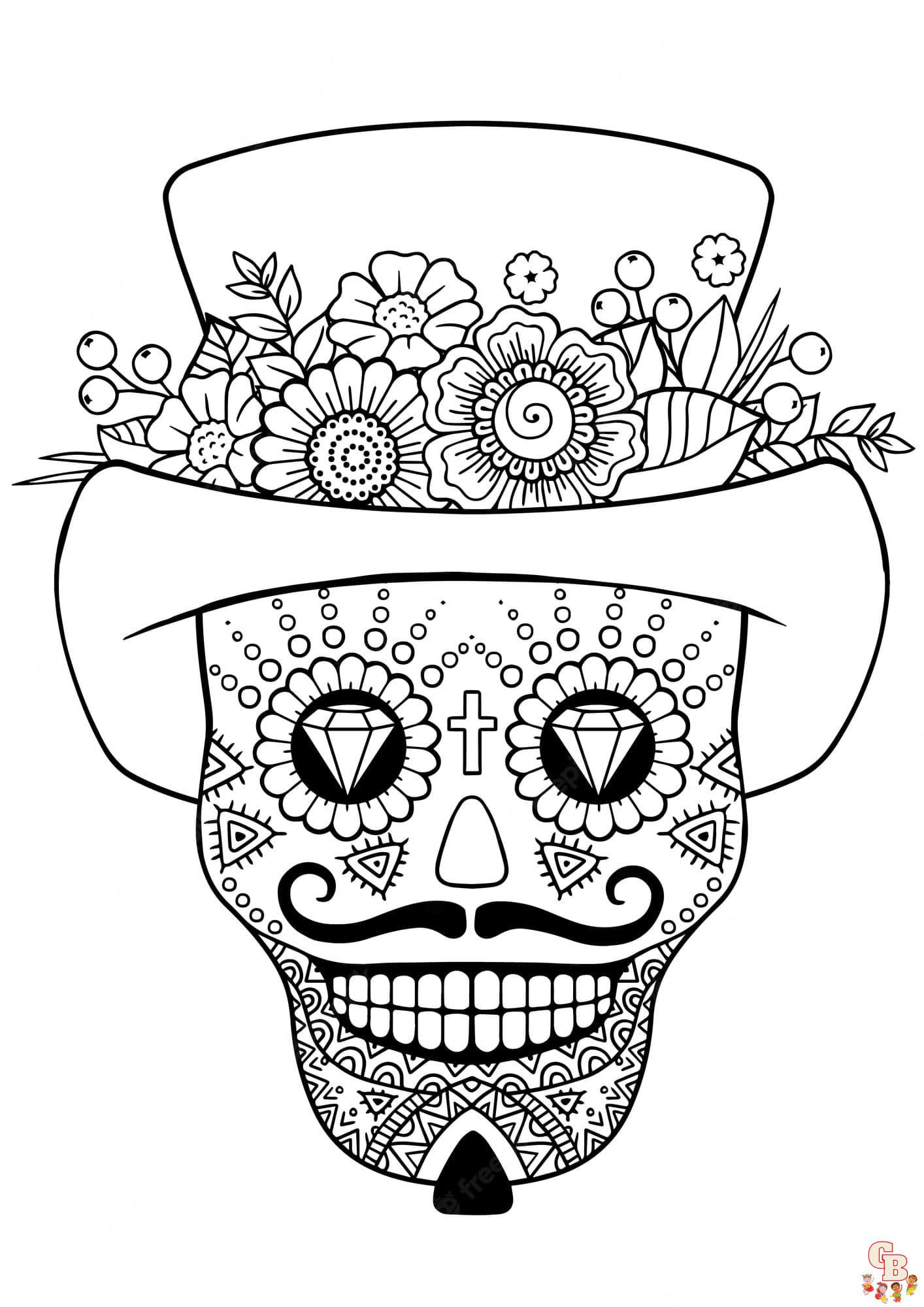 day of the dead coloring pages flowers