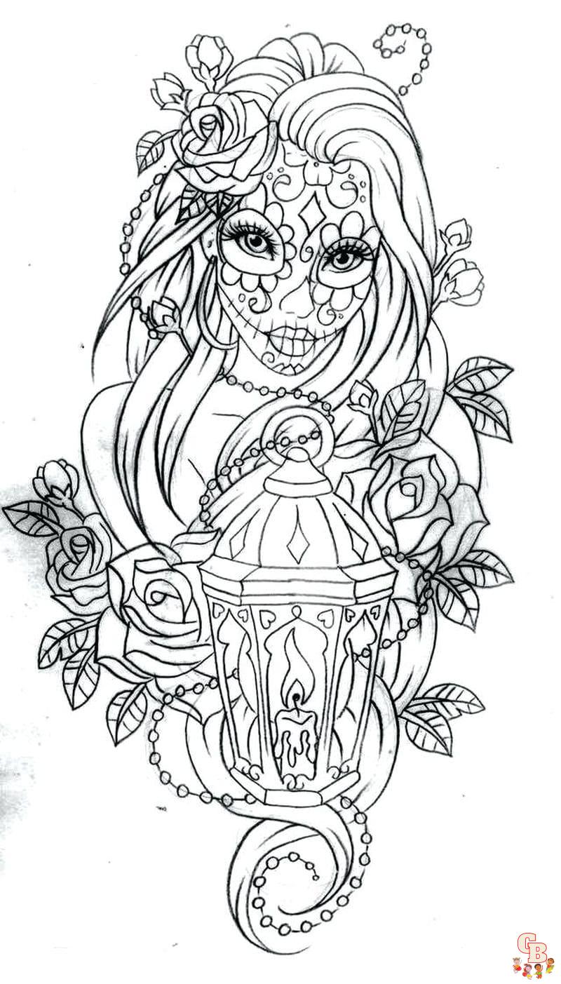 Day of the dead coloring pages to print