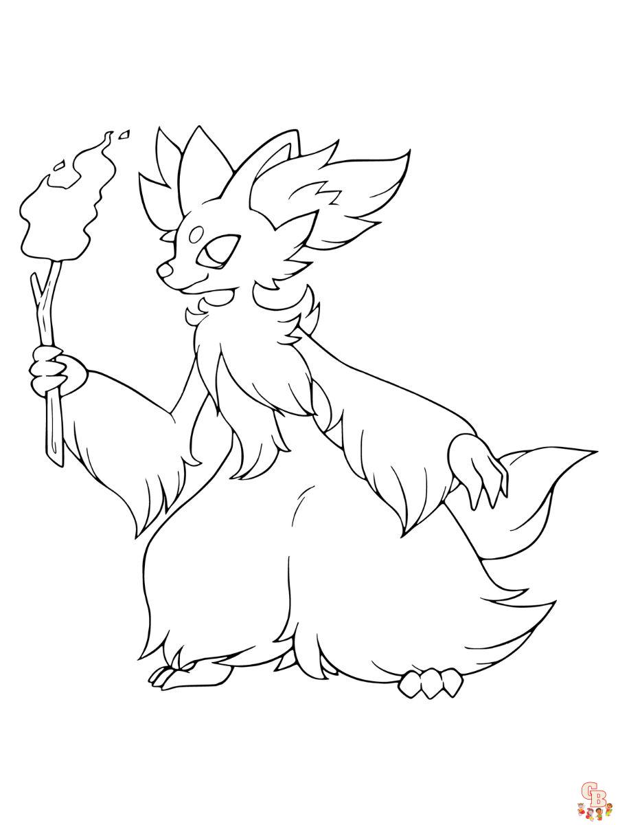 Delphox coloring page