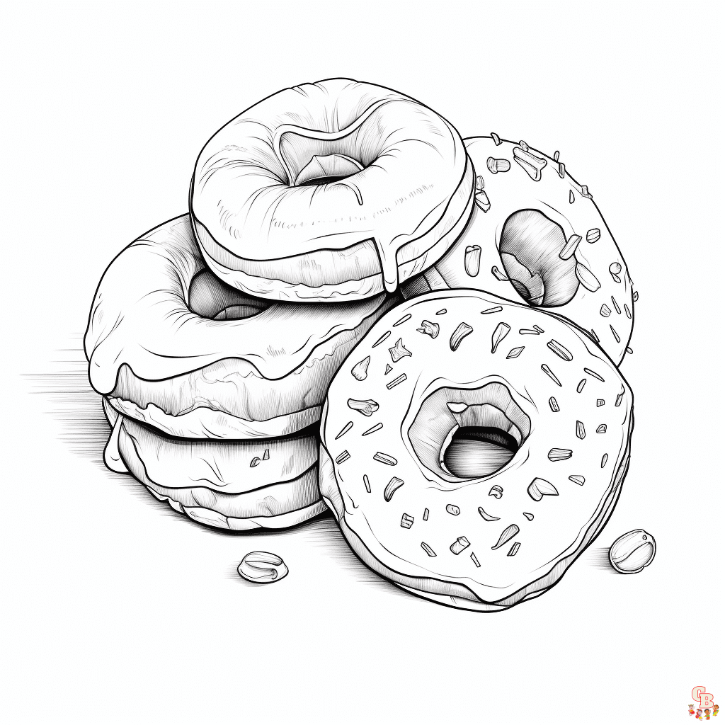 Doughnuts coloring page printable free