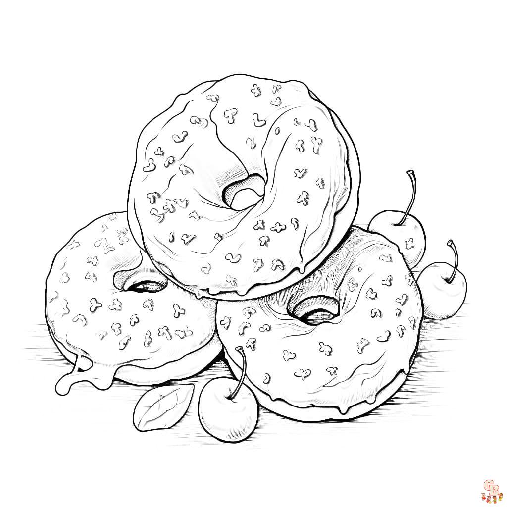 Doughnuts coloring pages free