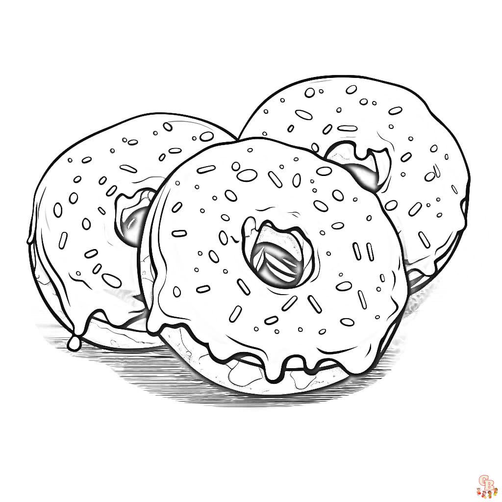 Doughnuts coloring pages to print