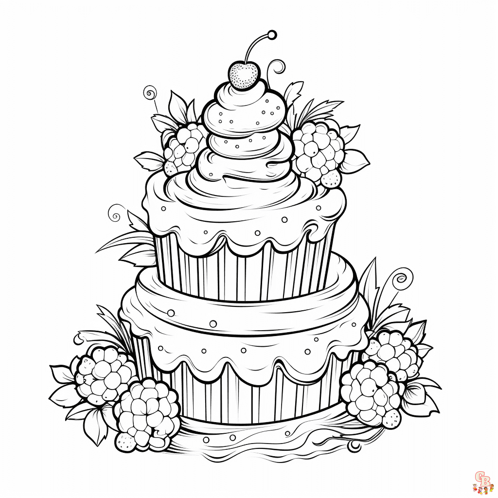 Free Cakes coloring pages for kids