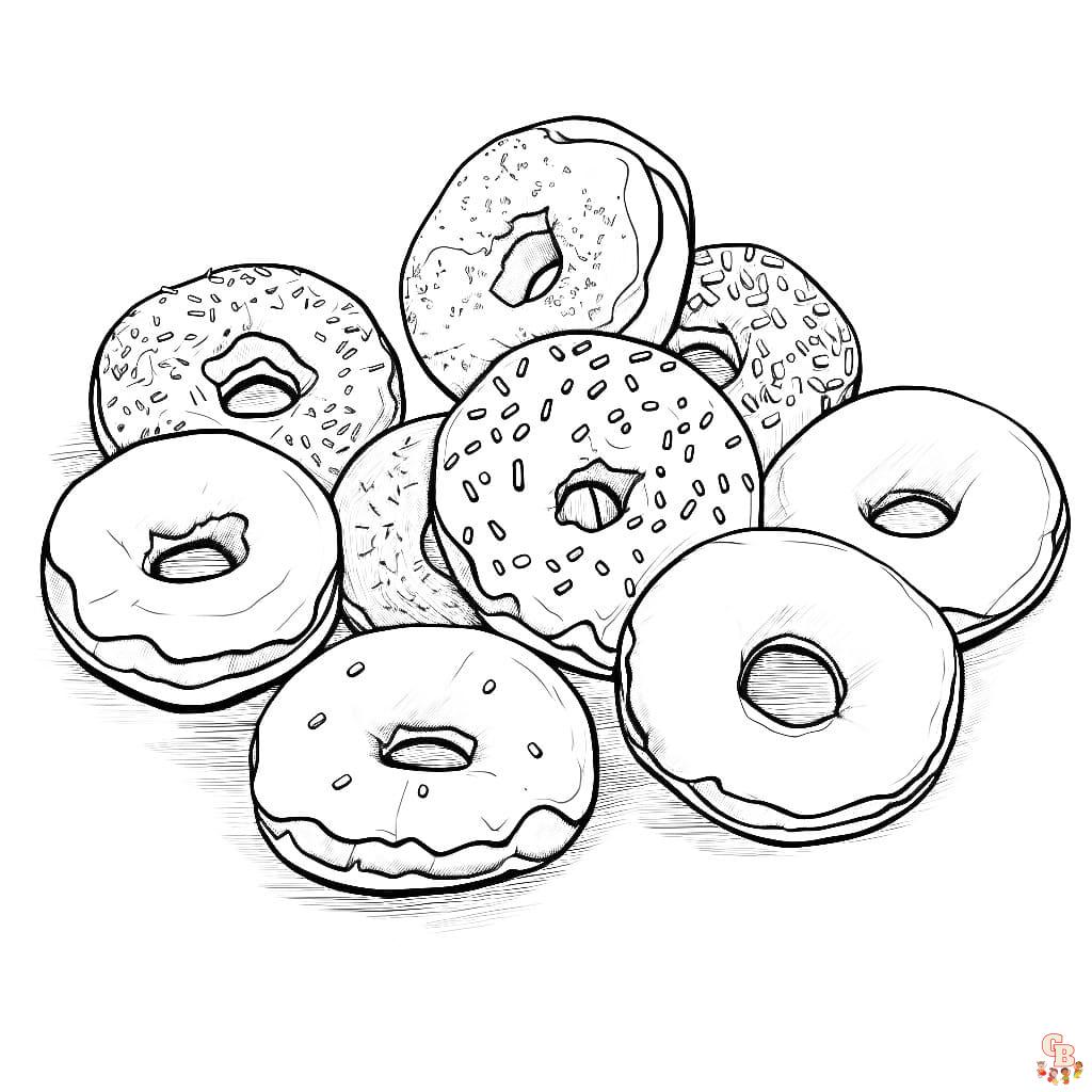 Free Doughnuts coloring pages for kids
