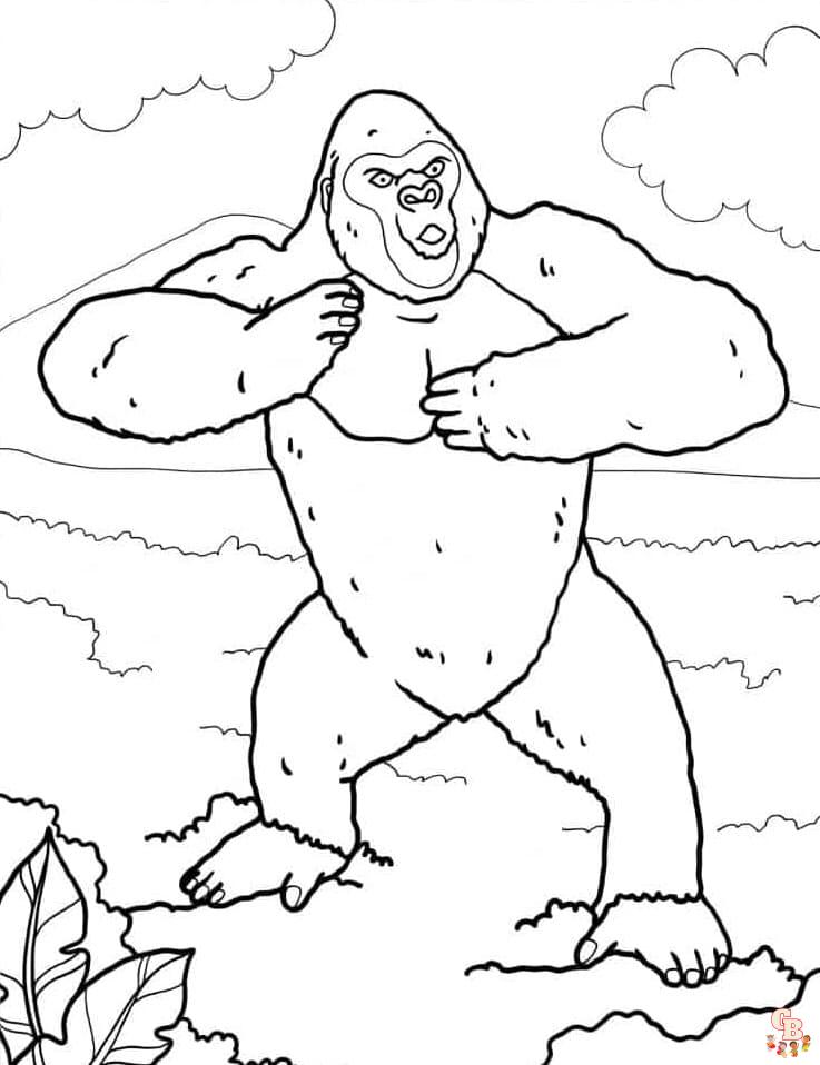 Free Gorillas coloring pages for kids