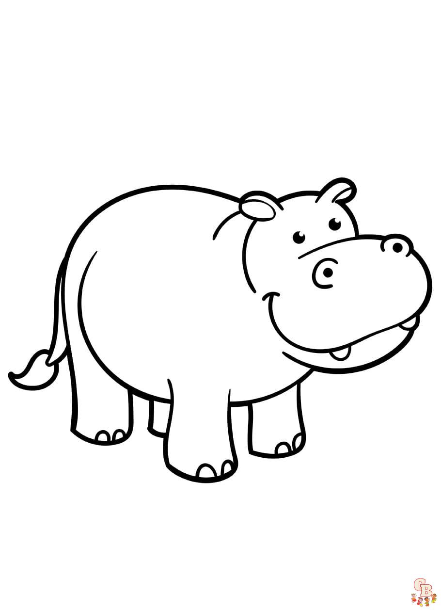 Free Hippo coloring pages for kids