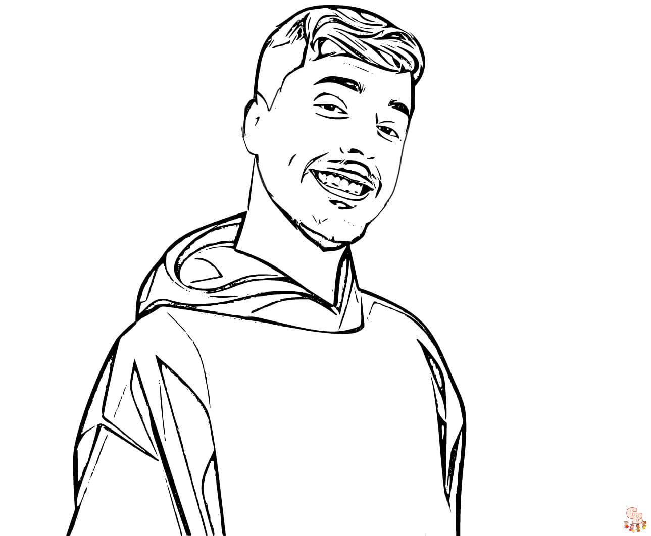 Free MrBeast coloring pages for kids
