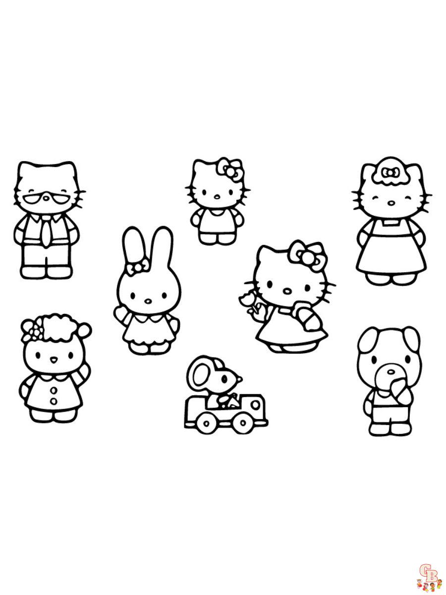 Free hello kitty family coloring pages