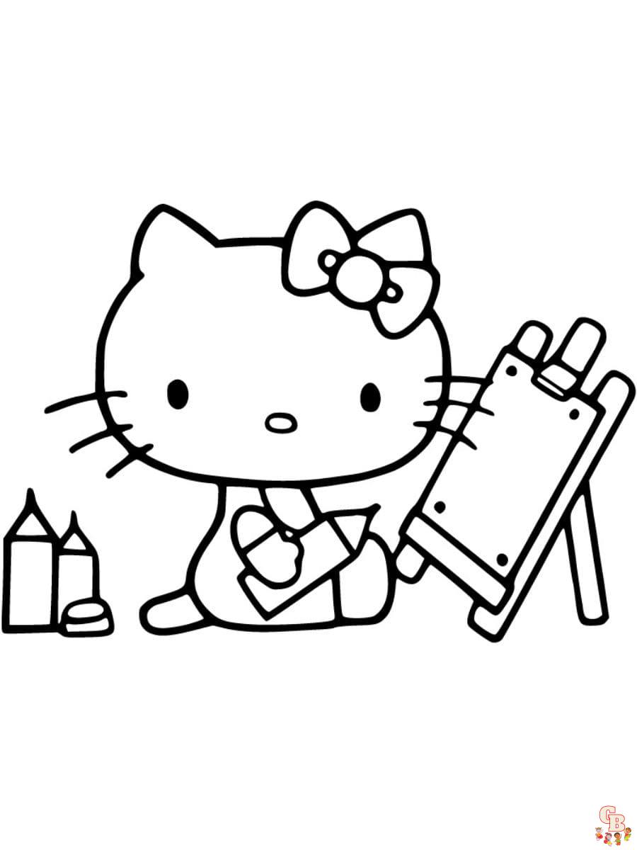 Free hello kitty school coloring pages
