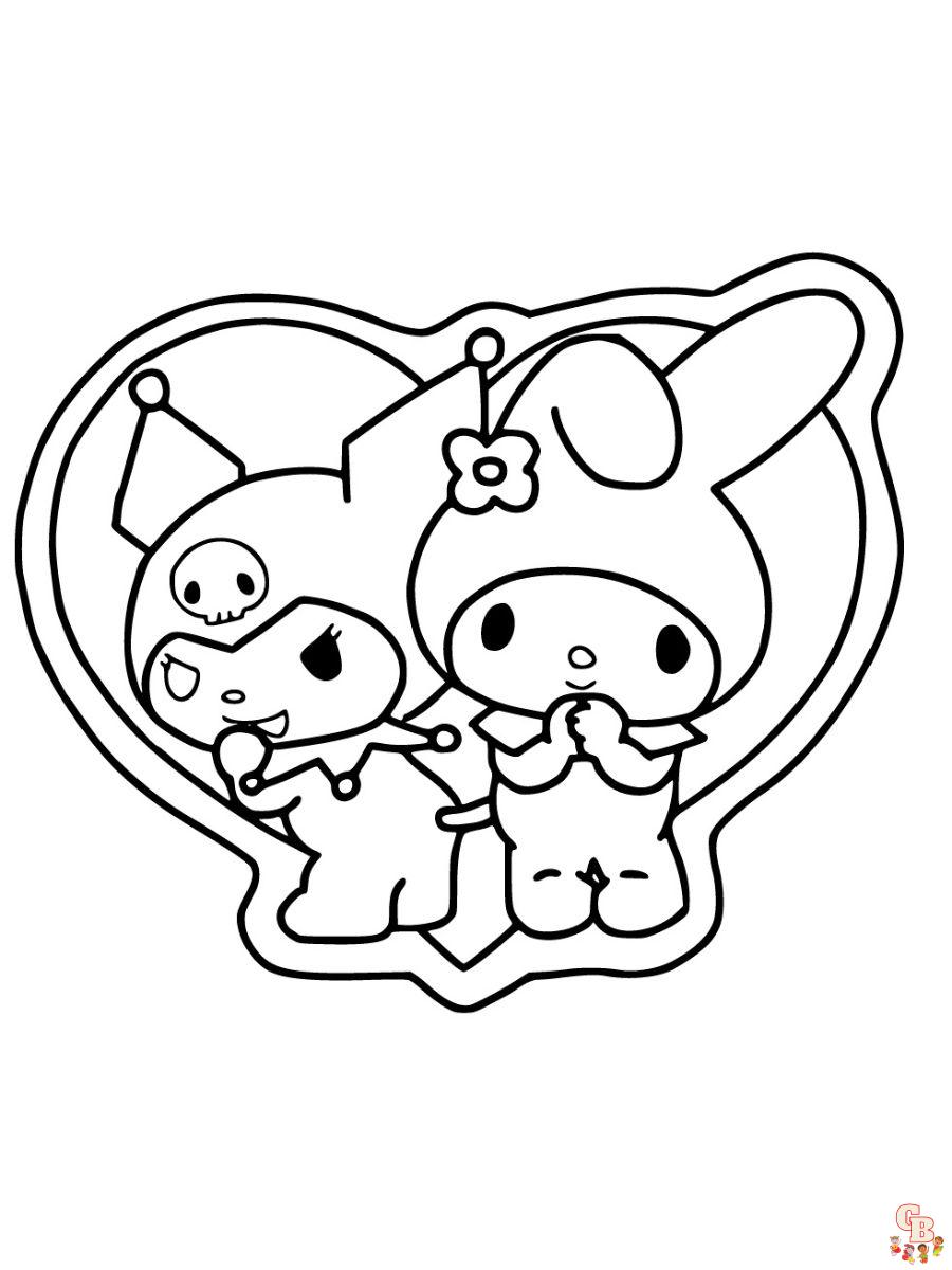 Free kuromi and melody coloring pages printable