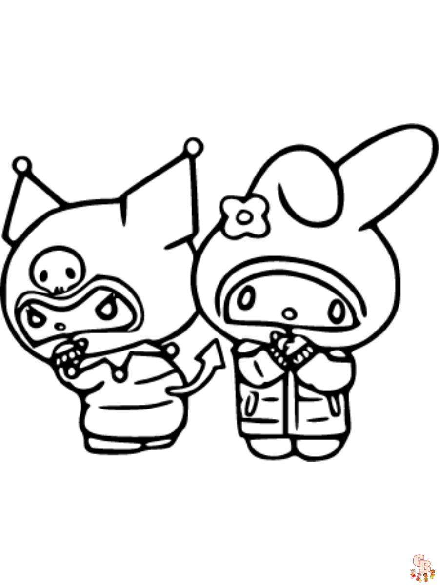 Free kuromi and melody coloring pages