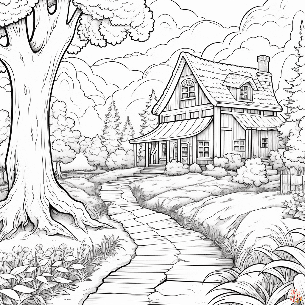 Free scenery coloring pages for kids