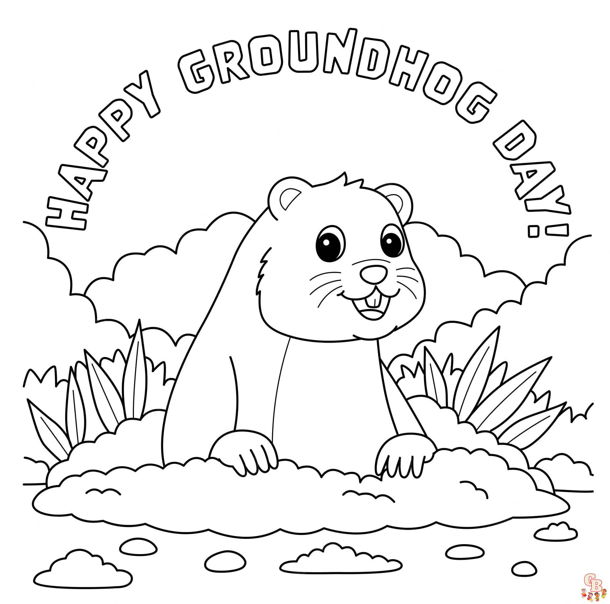 Groundhog Day Coloring Sheets