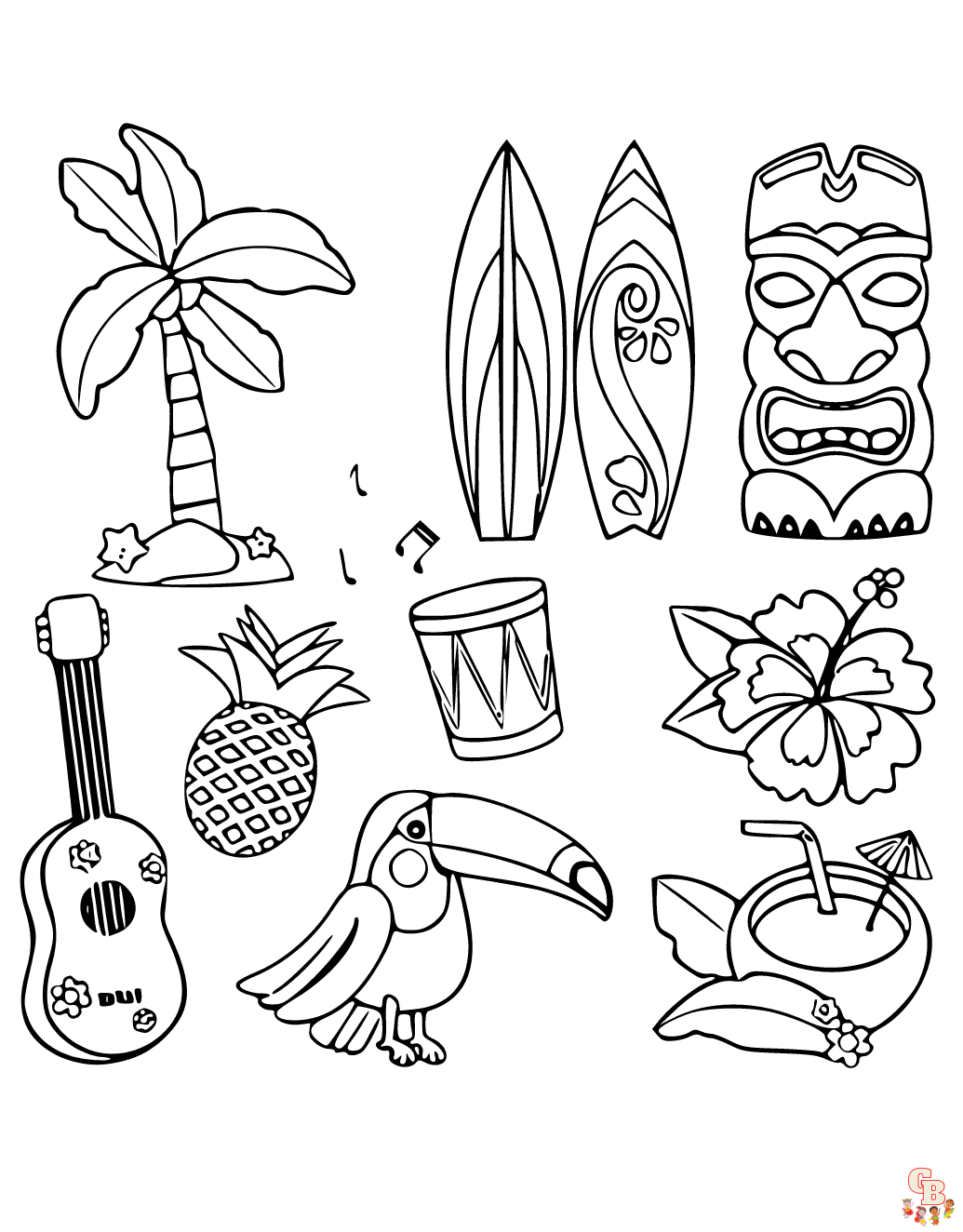 Printable Haiwaii Coloring Pages Free For Kids And Adults