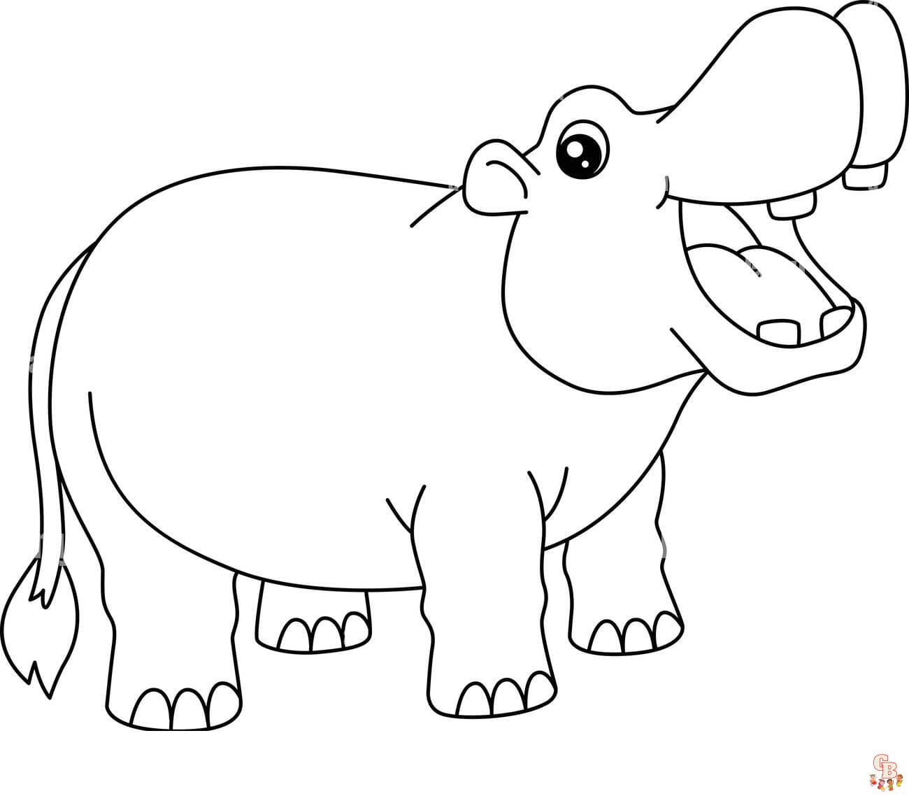 Hippo coloring pages free printable