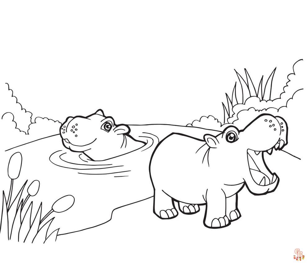 Hippo coloring pages to print