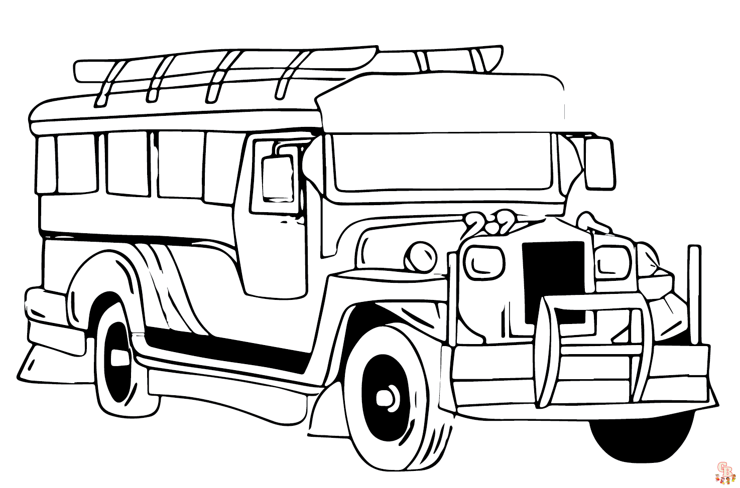 jeepney clipart black and white