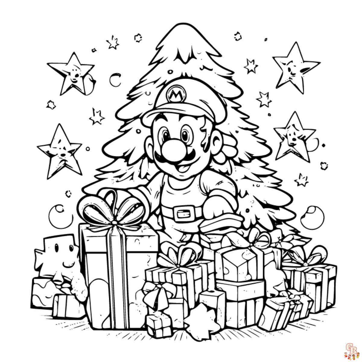 Mario Christmas Coloring Pages