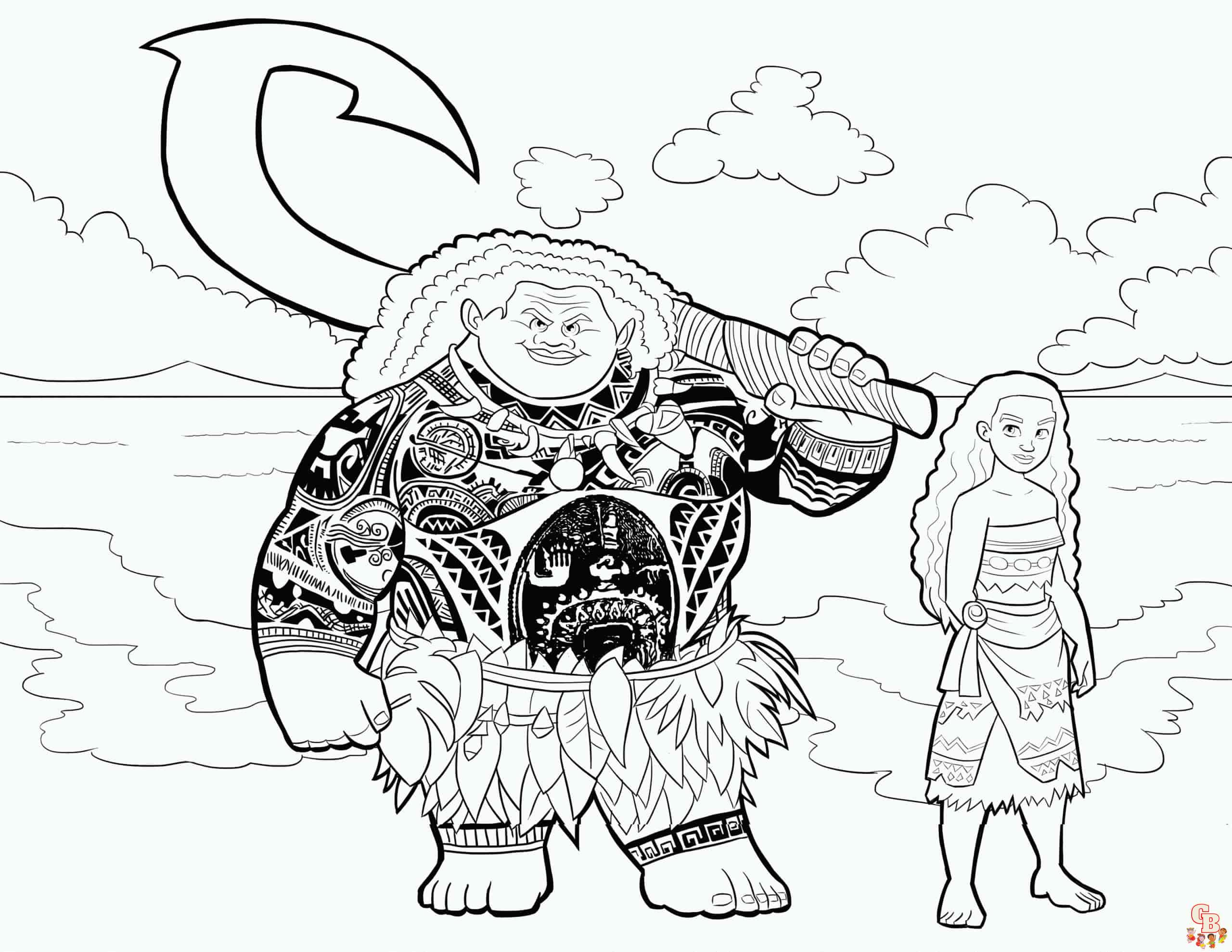 Moana and Family Coloring Pages 1 scaled