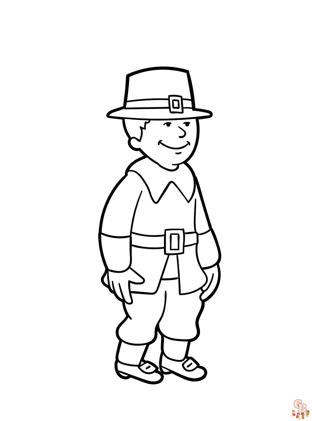 Pilgrim coloring pages easy