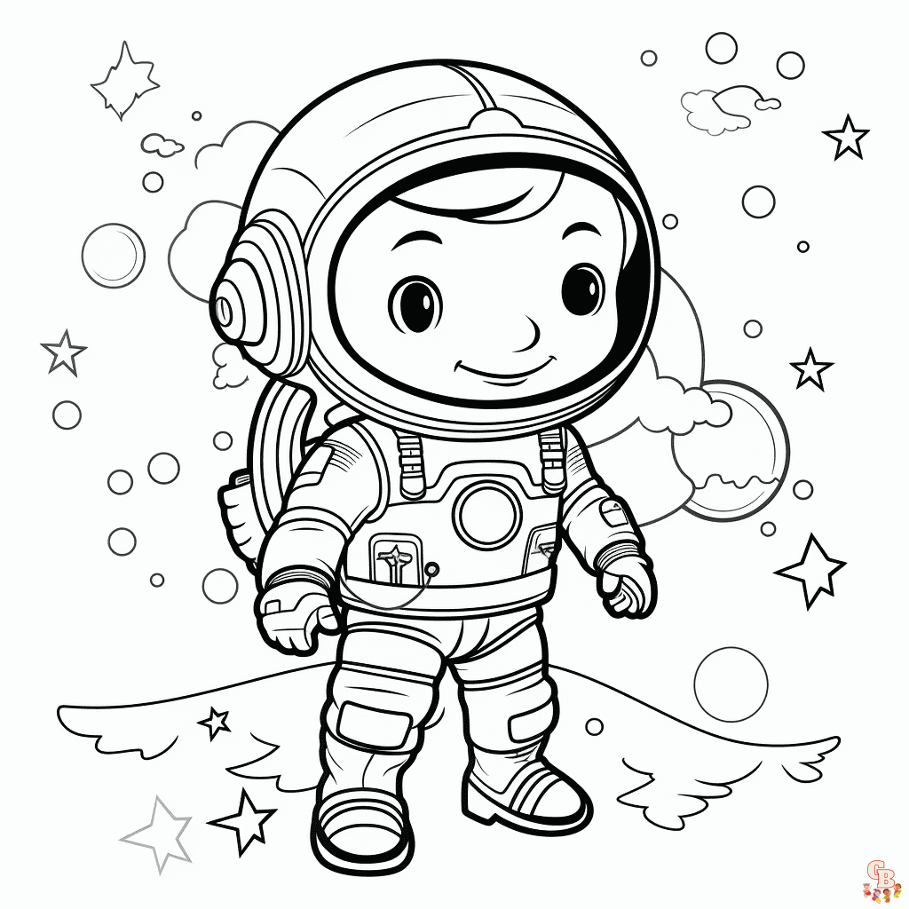 Космонавт раскраска для детей распечатать