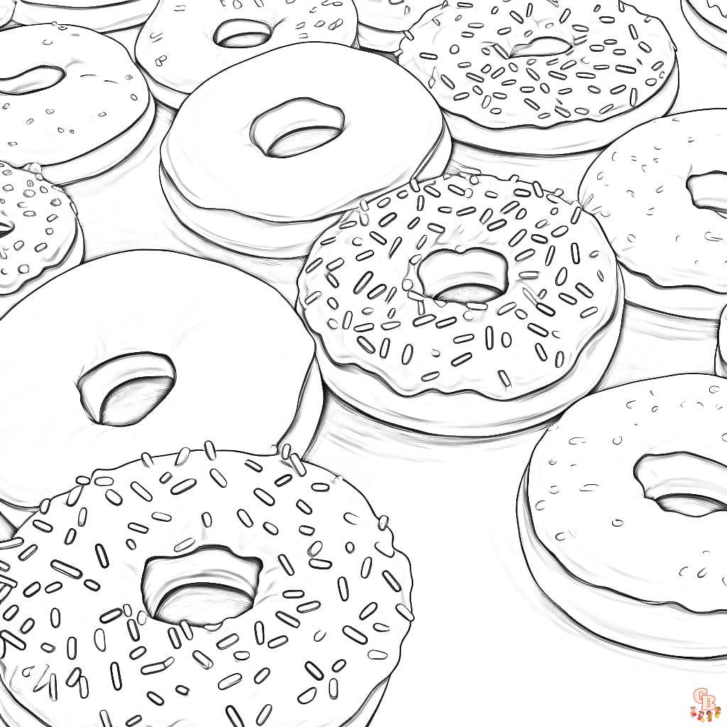 Printable Doughnuts coloring sheets