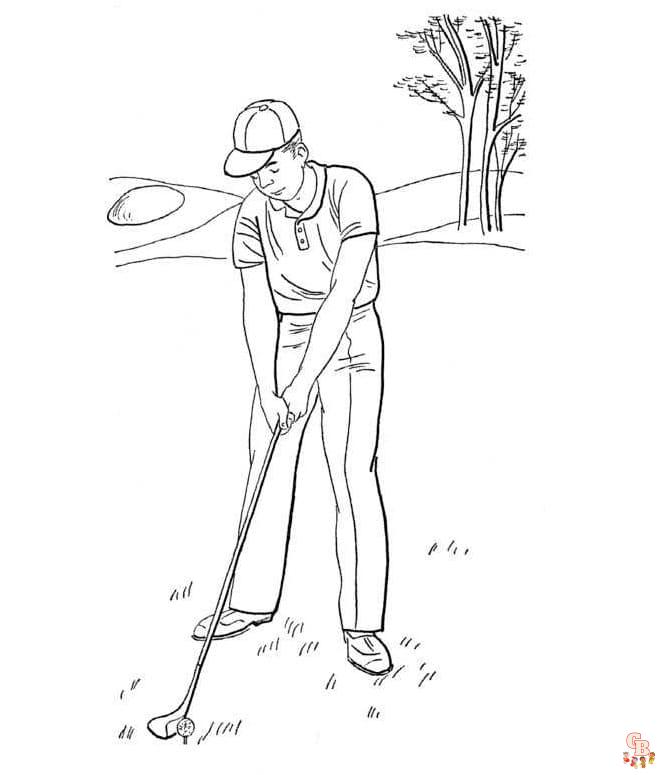 Printable Golfer coloring sheets